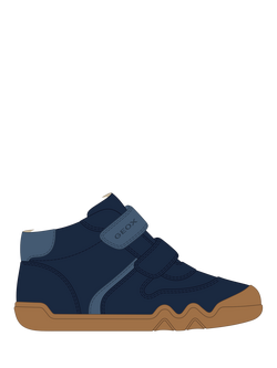 Geox Baby Steppieup Leather Low Cut Trainers, Navy/Avio, Navy/Avio