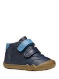 Geox Baby Steppieup Leather Low Cut Trainers, Navy/Avio