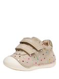 Geox Kids' Tutim Suede Metallic Star Trainers, Beige/Lt Gold