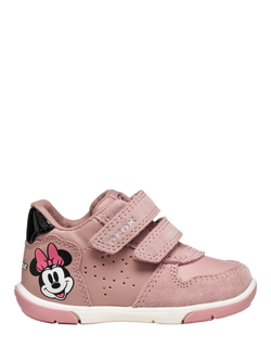 Geox Baby Zapito Disney Minnie Mouse Suede Trainers, Antique Rose/Black, Antique Rose/Black