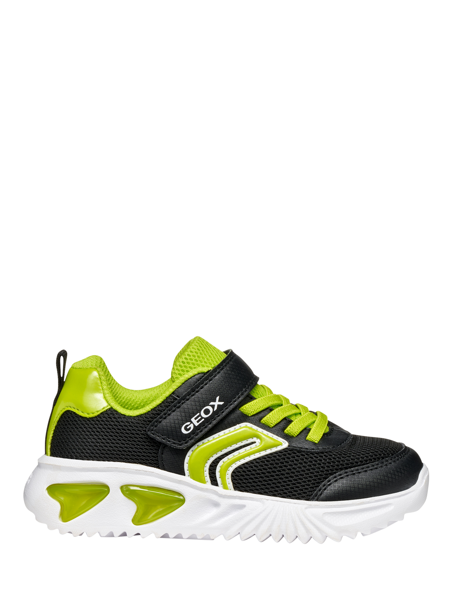 Product image 1 of 11, which shows Geox Kids' Assister Trainers , Black/Lime, EU24
