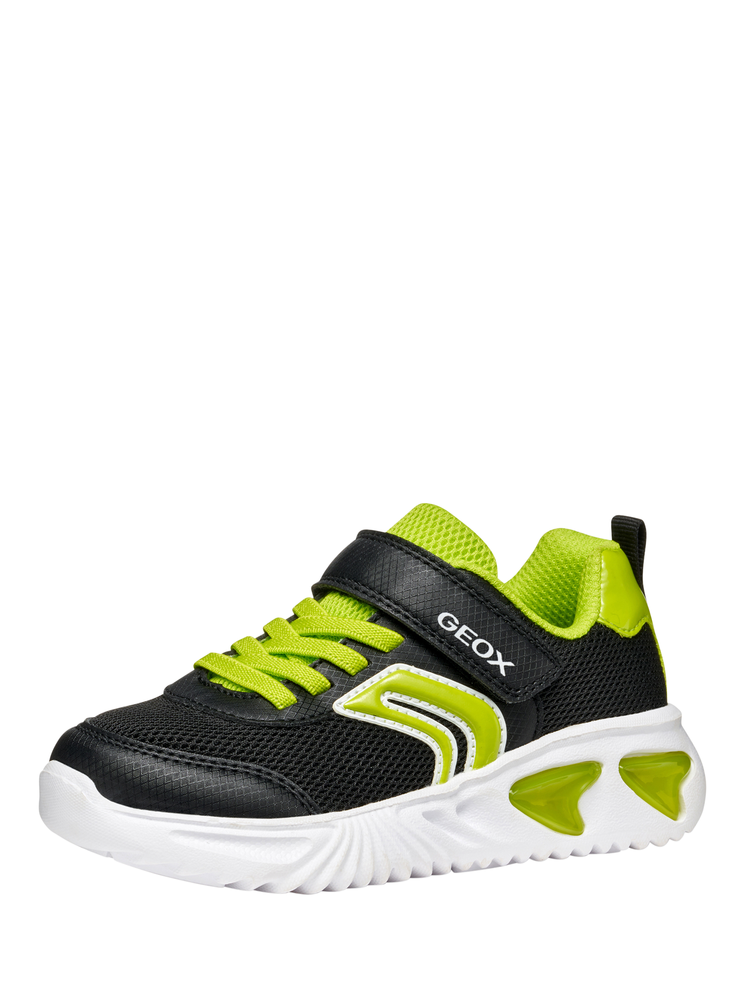 Product image 2 of 11, which shows Geox Kids' Assister Trainers , Black/Lime, EU24