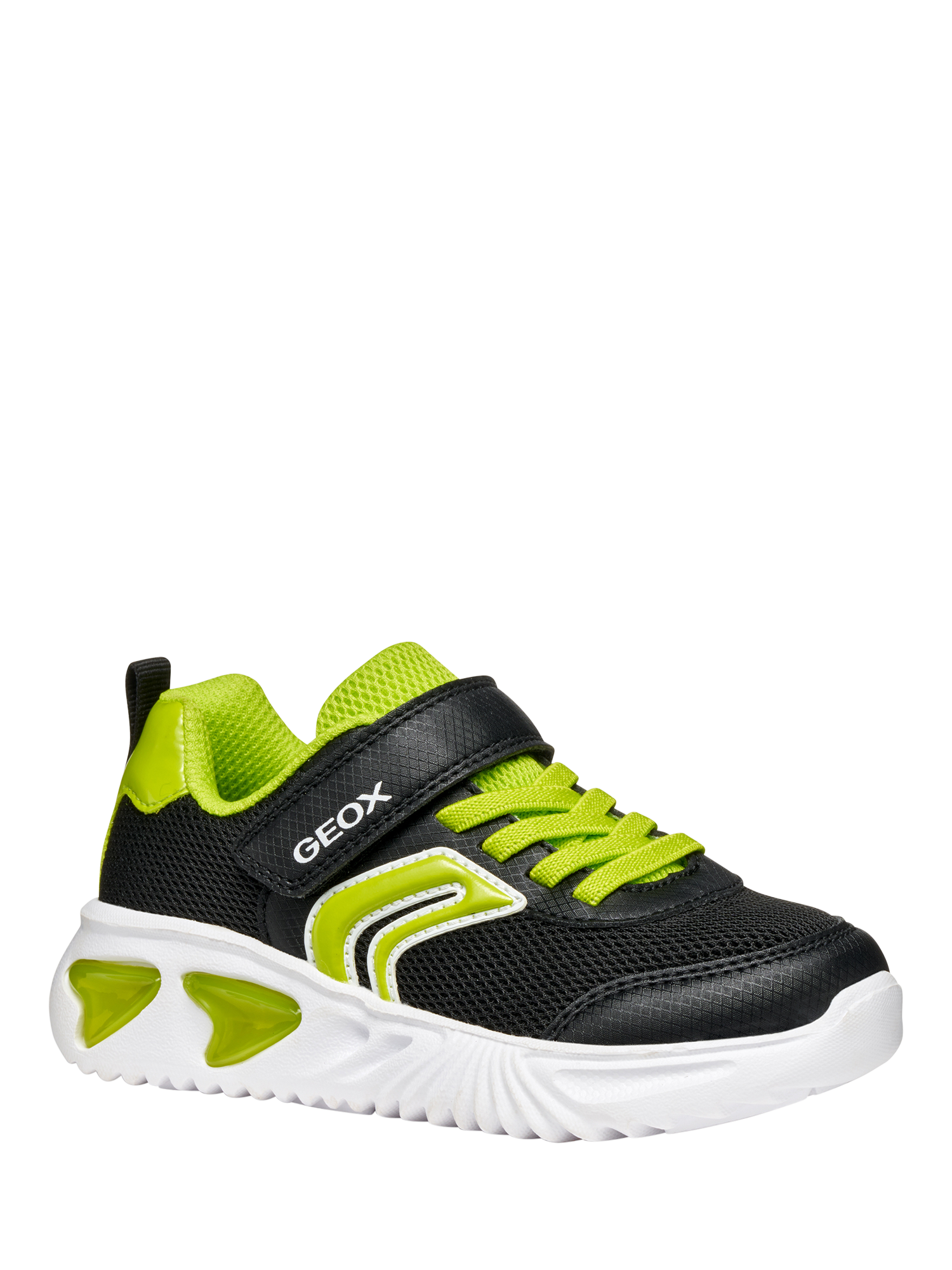Product image 5 of 11, which shows Geox Kids' Assister Trainers , Black/Lime, EU24