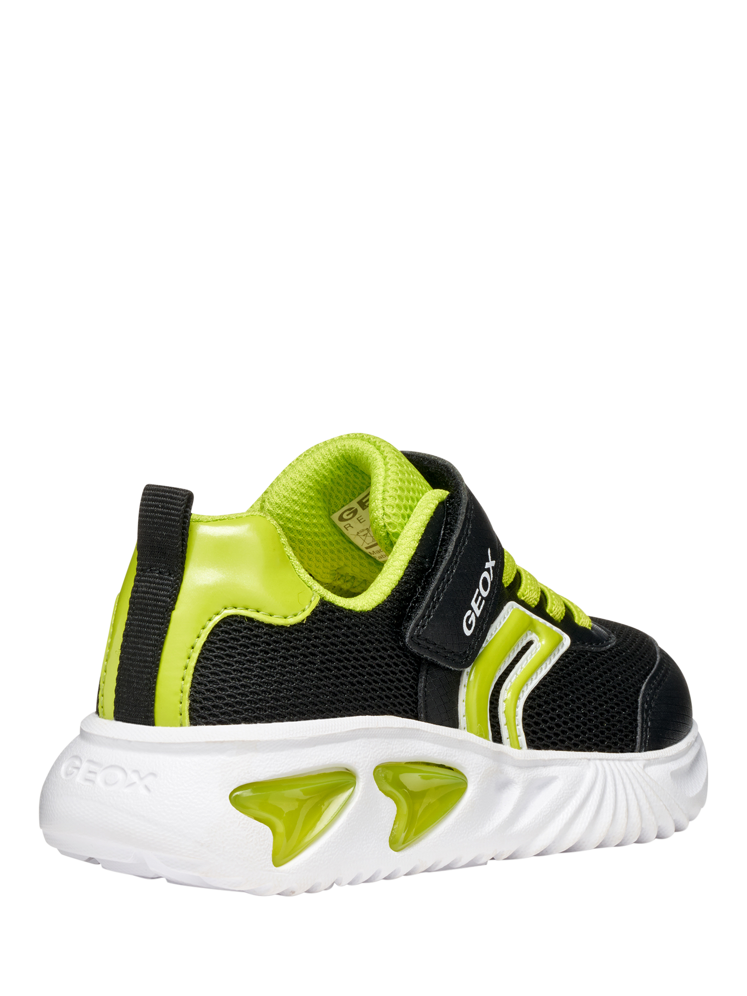 Product image 7 of 11, which shows Geox Kids' Assister Trainers , Black/Lime, EU24
