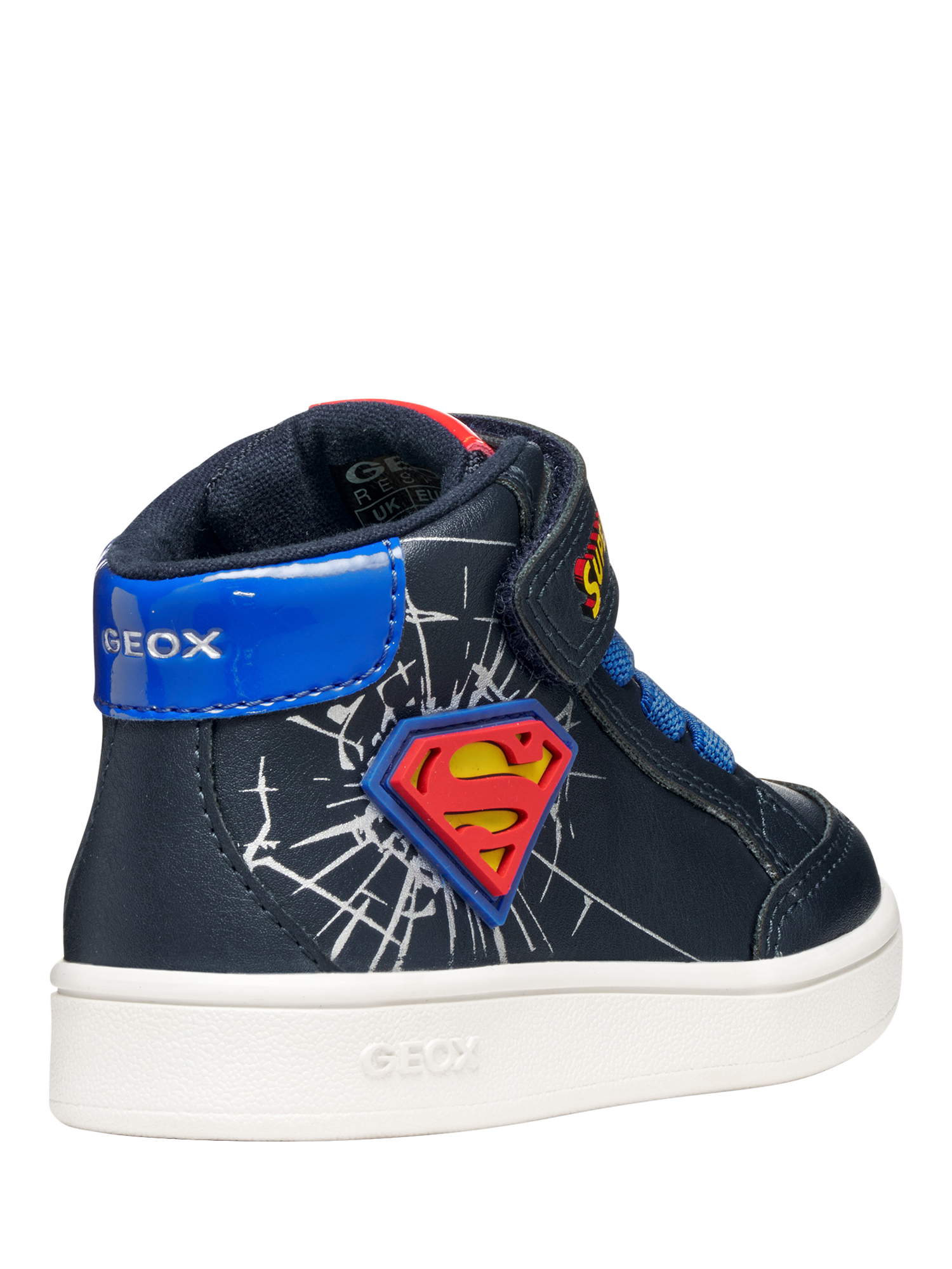 Product image 7 of 10, which shows Geox Baby Eclyper Superman Trainers, Navy/Royal, EU20