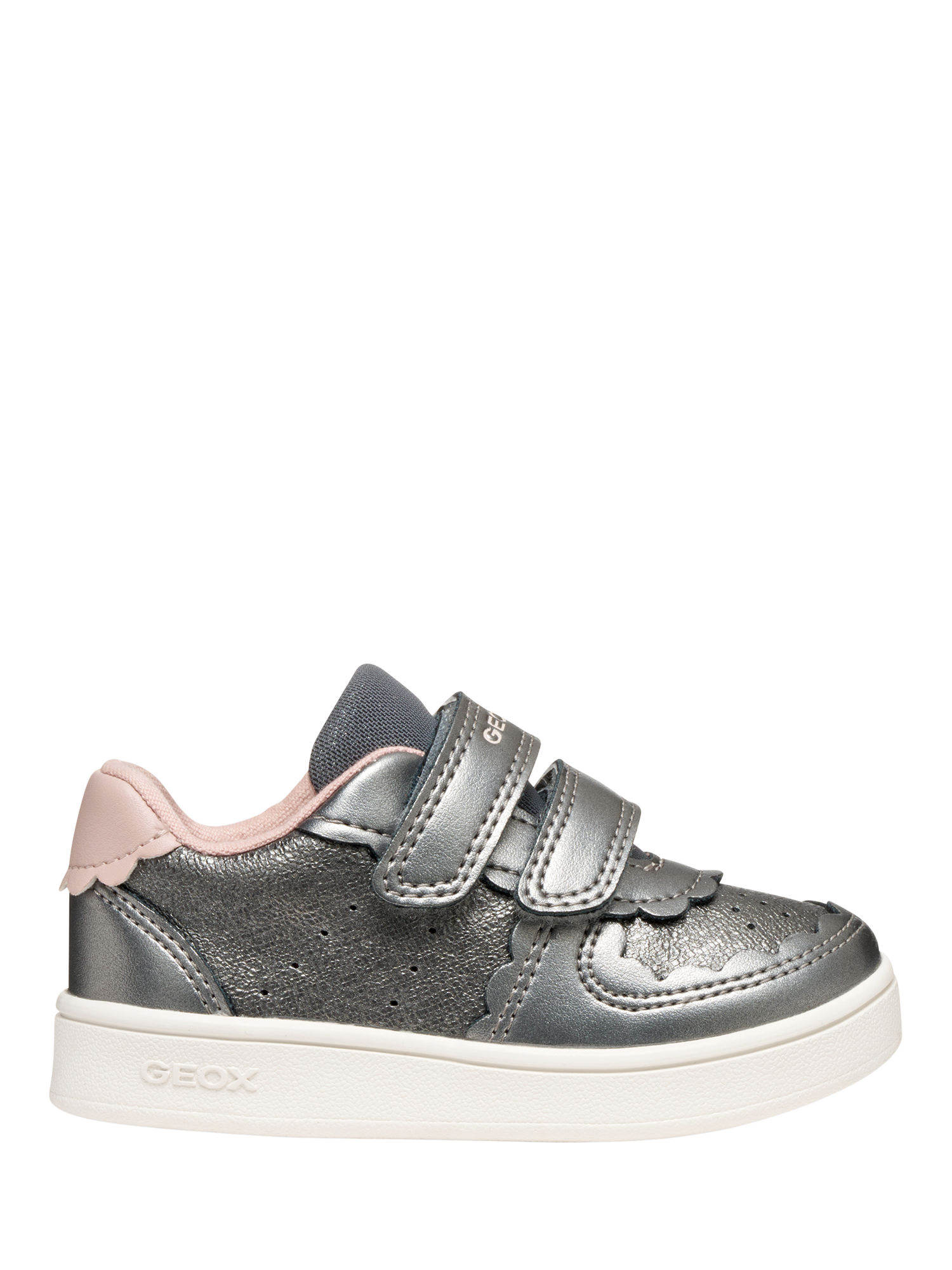 Product image 1 of 10, which shows Geox Baby Eclyper Pearlescent Low Cut Trainers, Grey/Light Rose, EU20