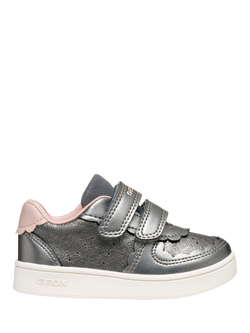 Geox Baby Eclyper Pearlescent Low Cut Trainers, Grey/Light Rose, Grey/Light Rose