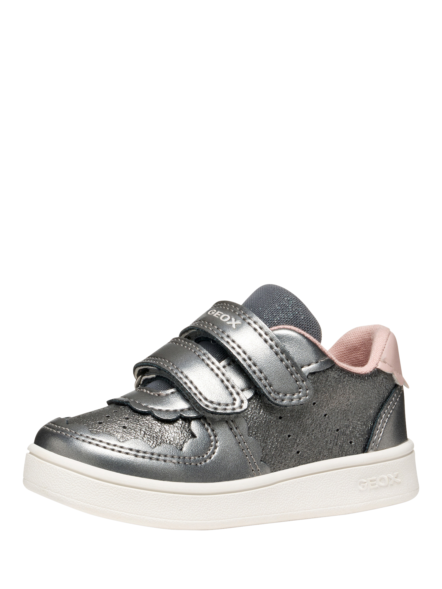 Product image 2 of 10, which shows Geox Baby Eclyper Pearlescent Low Cut Trainers, Grey/Light Rose, EU20