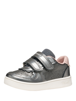 Geox Baby Eclyper Pearlescent Low Cut Trainers, Grey/Light Rose - view 2, Grey/Light Rose
