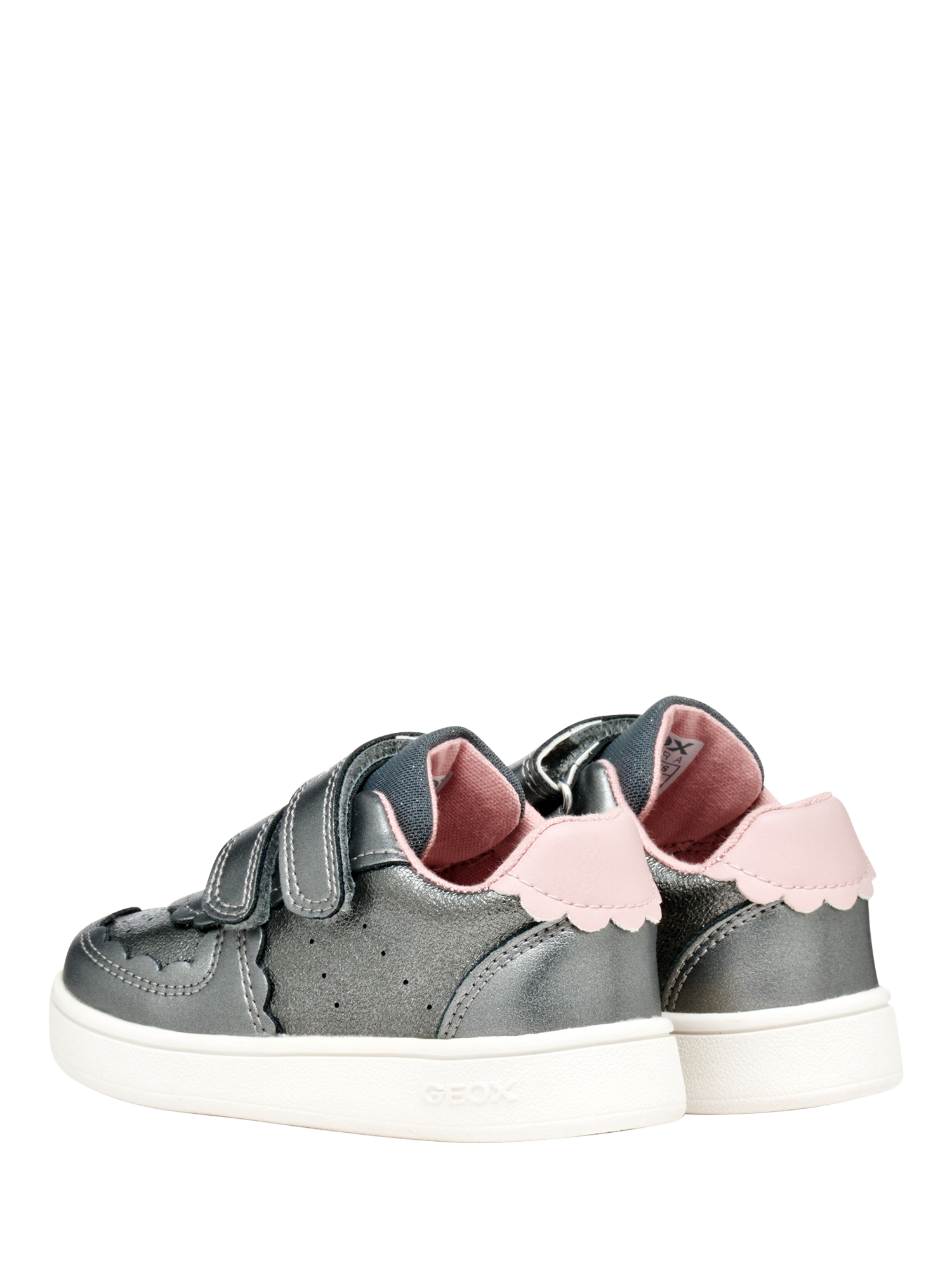 Product image 4 of 10, which shows Geox Baby Eclyper Pearlescent Low Cut Trainers, Grey/Light Rose, EU20