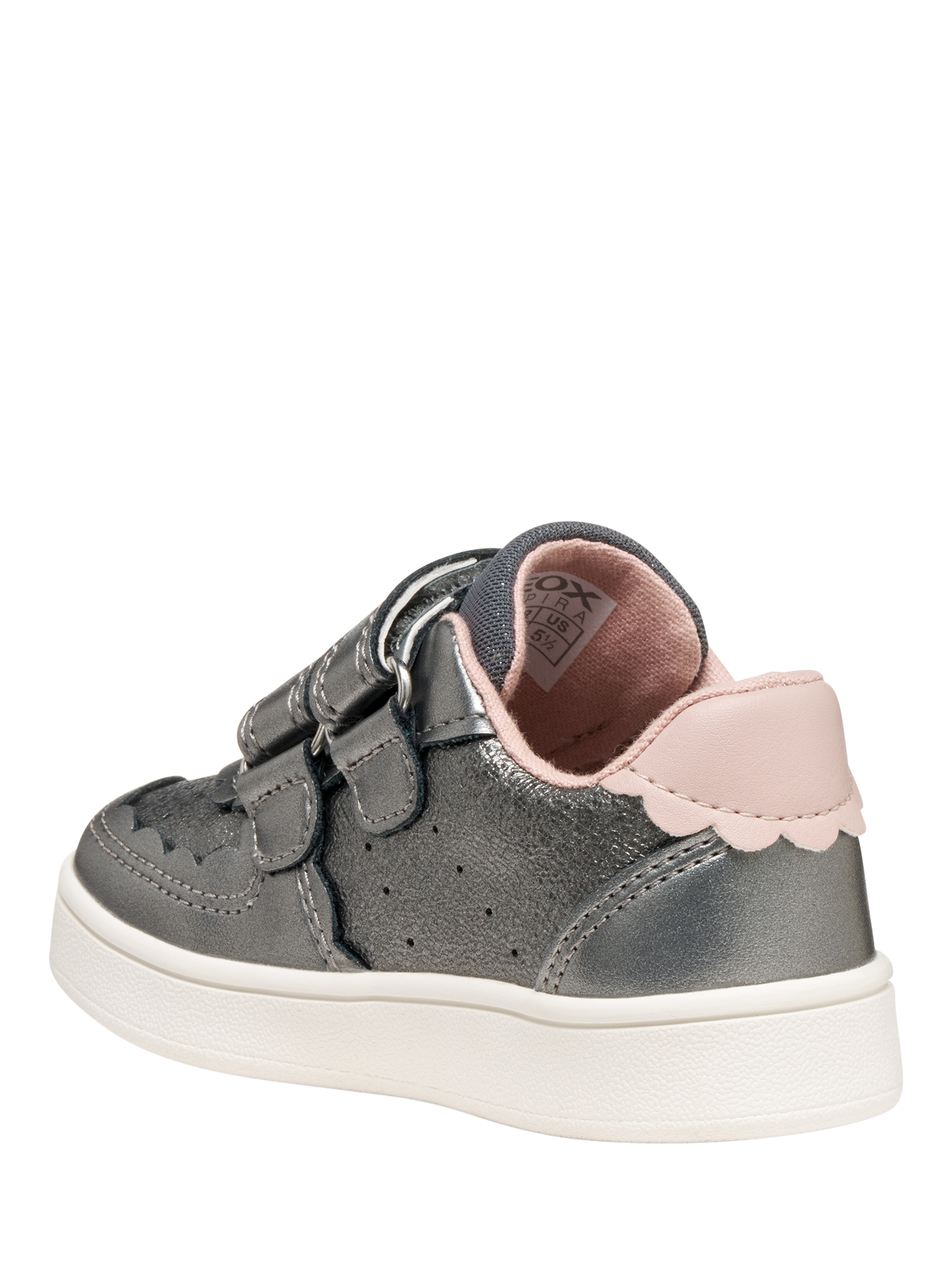 Product image 6 of 10, which shows Geox Baby Eclyper Pearlescent Low Cut Trainers, Grey/Light Rose, EU20