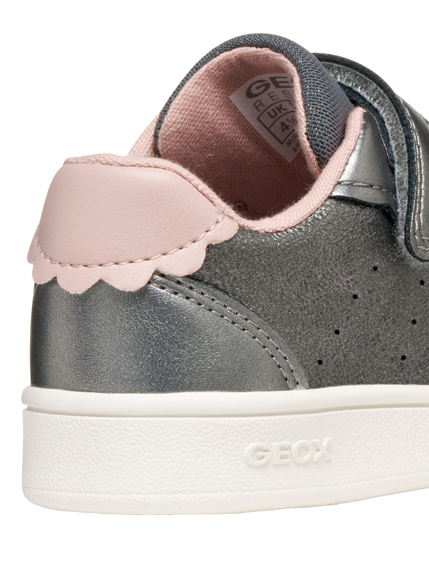 Product image 10 of 10, which shows Geox Baby Eclyper Pearlescent Low Cut Trainers, Grey/Light Rose, EU20