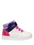 Geox Baby Eclyper Metallic Colour Block Trainers, White/Lavender