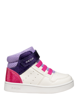 Geox Baby Eclyper Metallic Colour Block Trainers, White/Lavender, White/Lavender