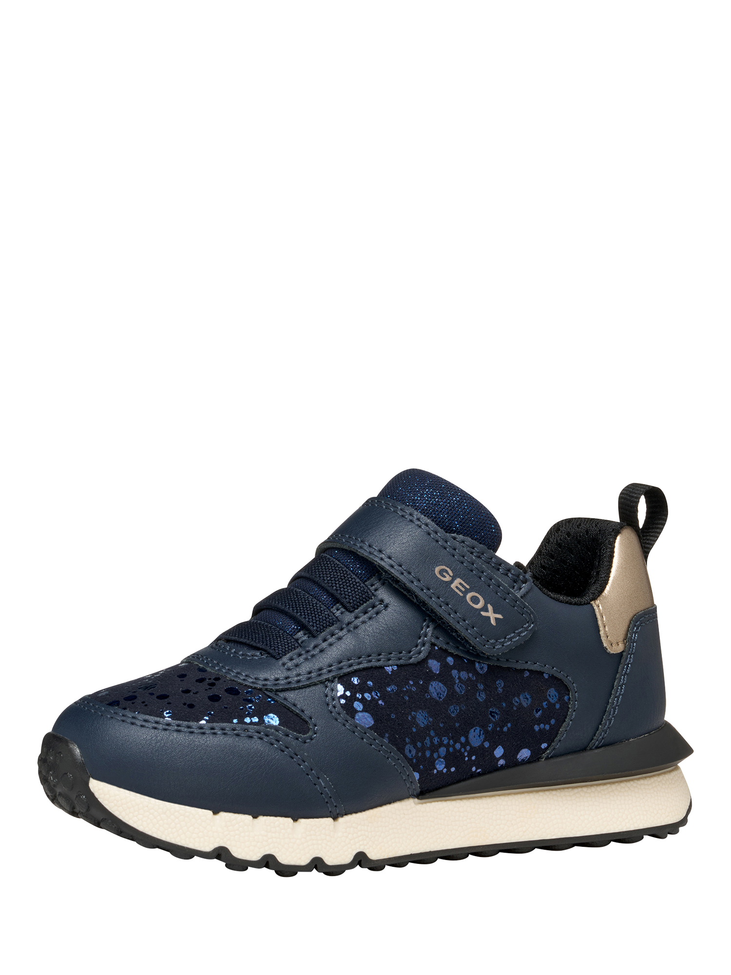 Product image 2 of 10, which shows Geox Kids' Fastics Low Cut Trainers, Navy/Platinum, EU39