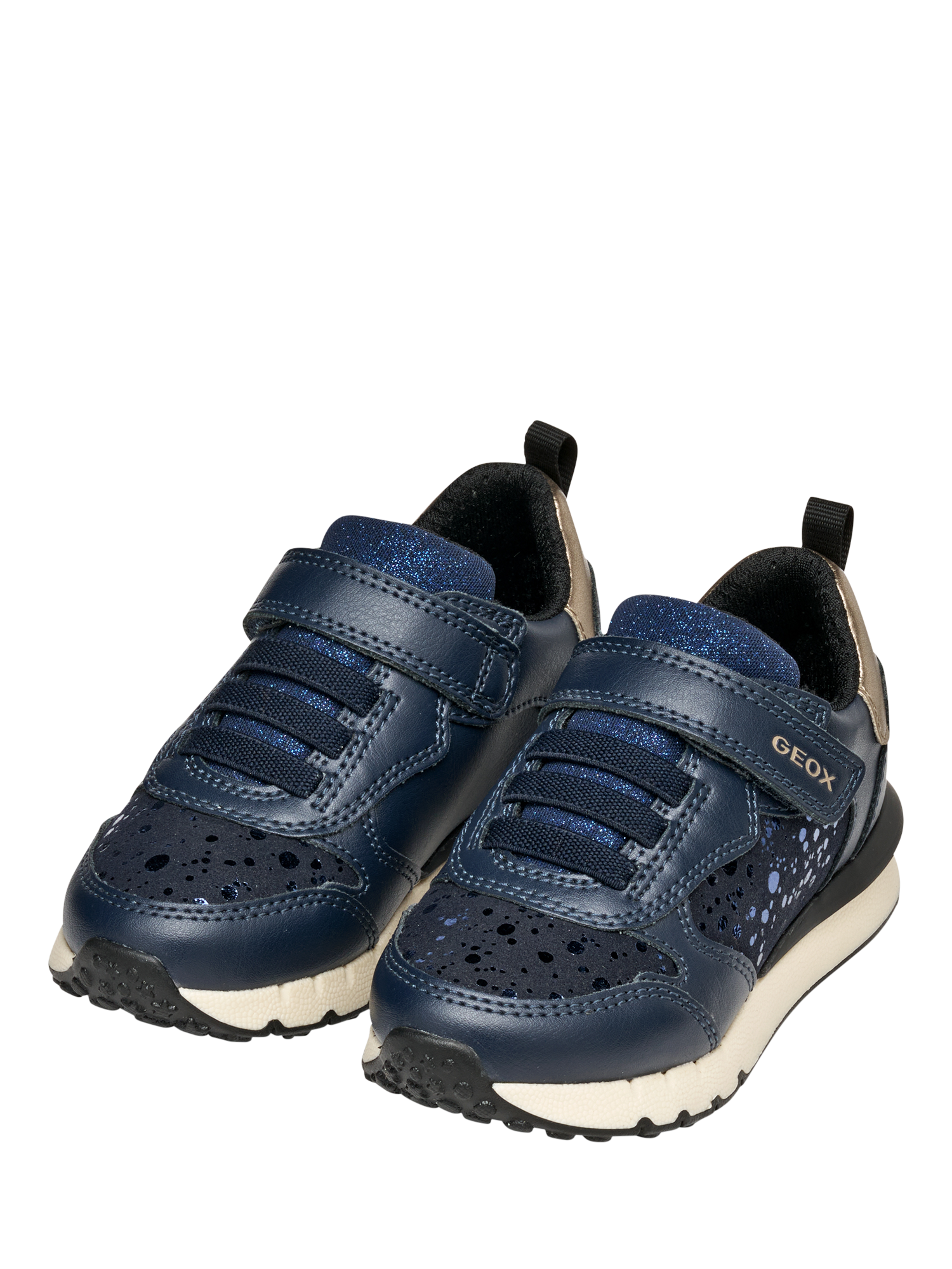 Product image 3 of 10, which shows Geox Kids' Fastics Low Cut Trainers, Navy/Platinum, EU39