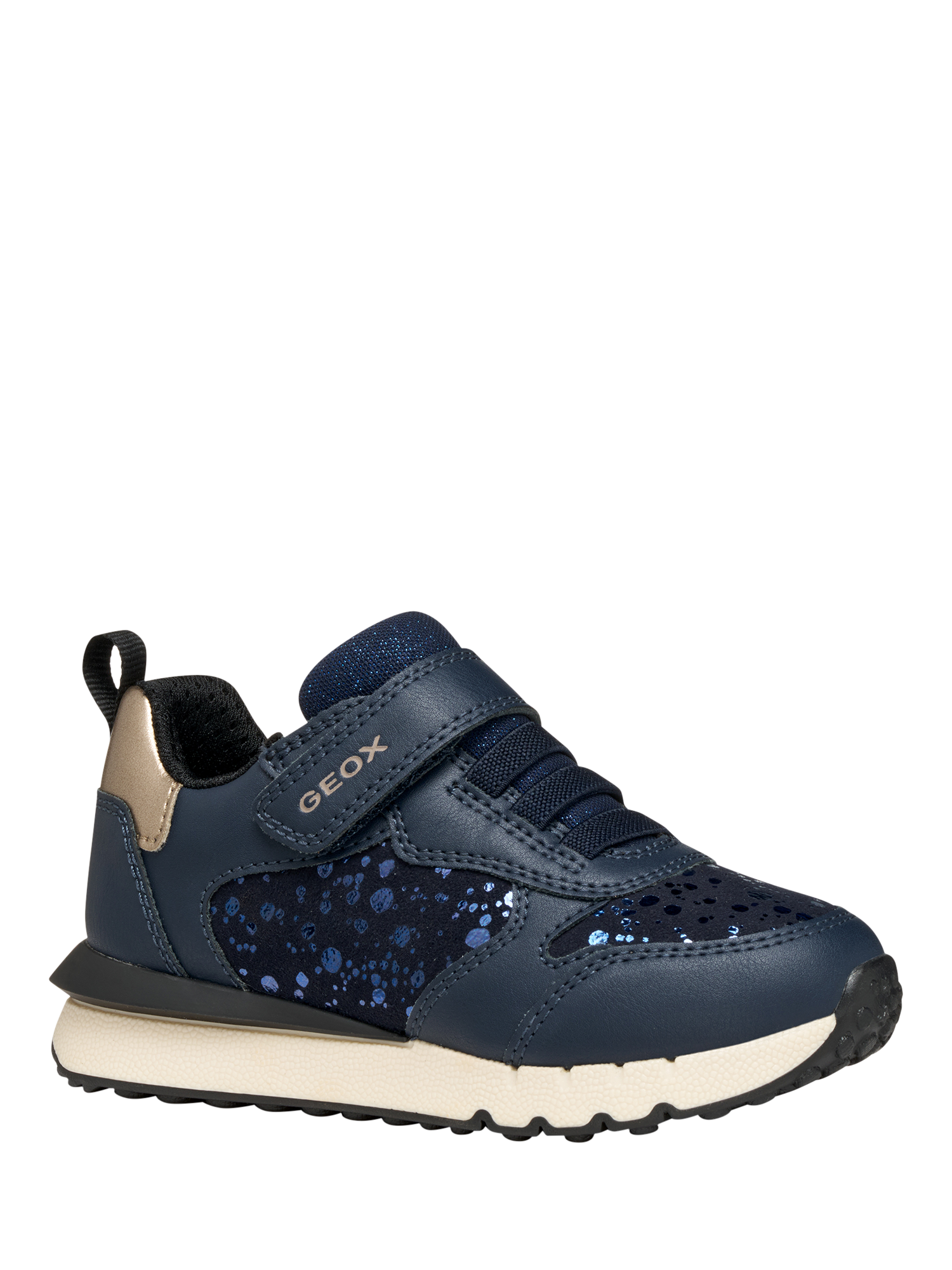 Product image 5 of 10, which shows Geox Kids' Fastics Low Cut Trainers, Navy/Platinum, EU39