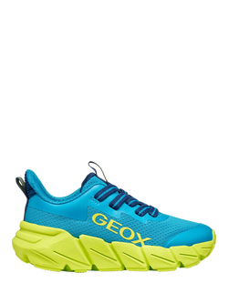 Geox Kids' Flexyper FAST Mesh Low Cut Trainers, Light Blue/Lime, Light Blue/Lime