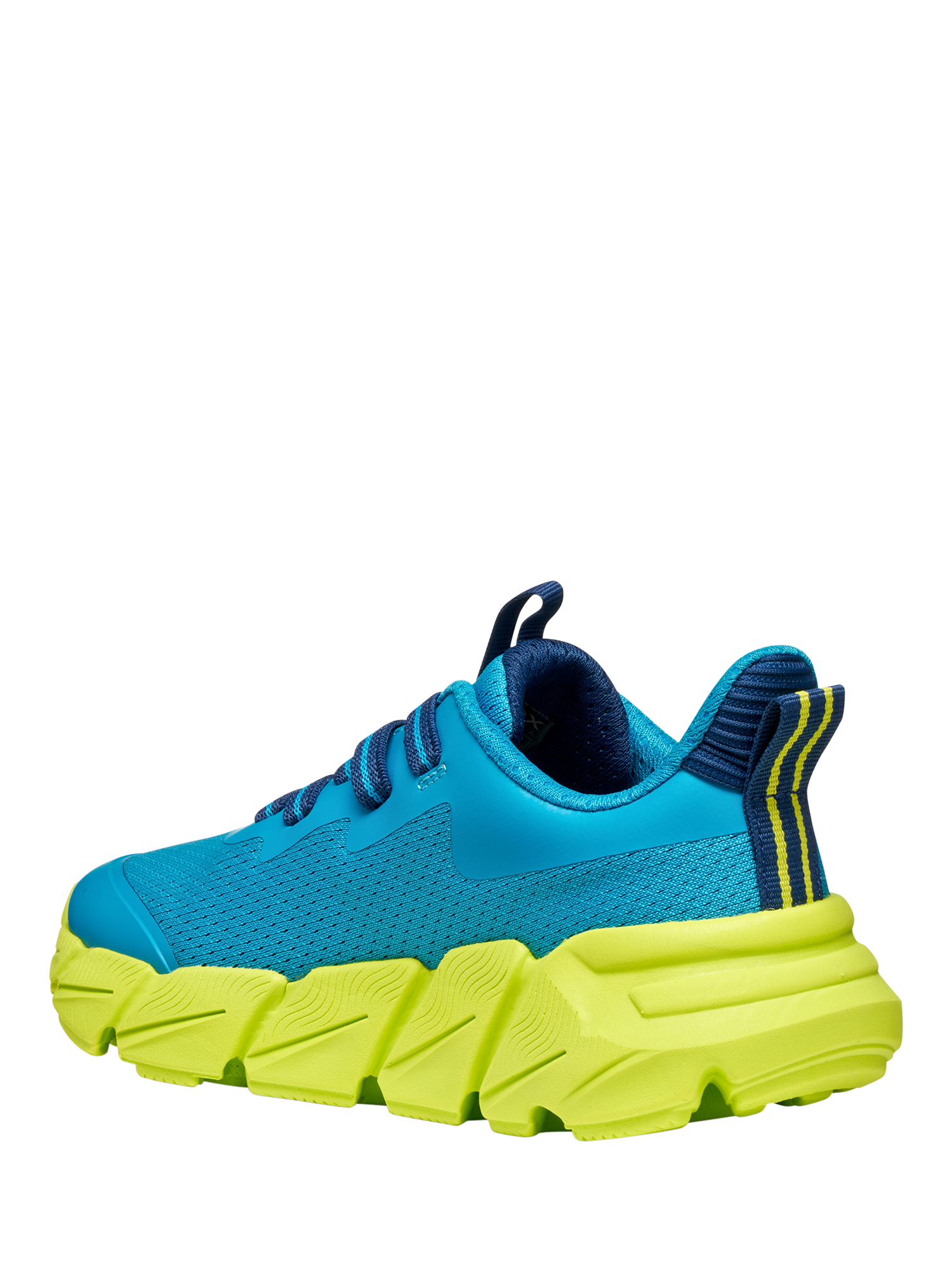 Product image 6 of 10, which shows Geox Kids' Flexyper FAST Mesh Low Cut Trainers, Light Blue/Lime, EU28