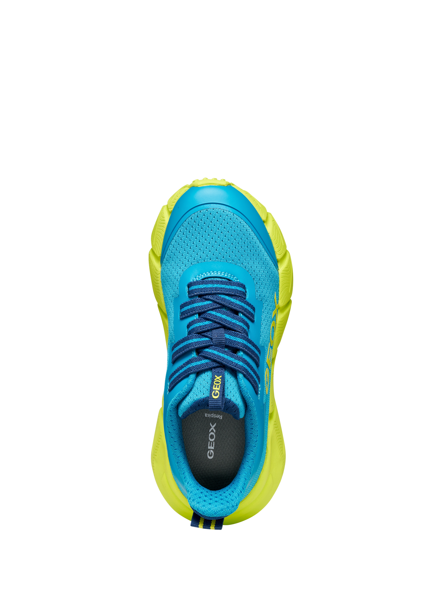 Product image 8 of 10, which shows Geox Kids' Flexyper FAST Mesh Low Cut Trainers, Light Blue/Lime, EU28