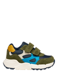Geox Kids' Flexyper Mini Suede Trainers, Dark Green/Navy