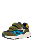 Geox Kids' Flexyper Mini Suede Trainers, Dark Green/Navy