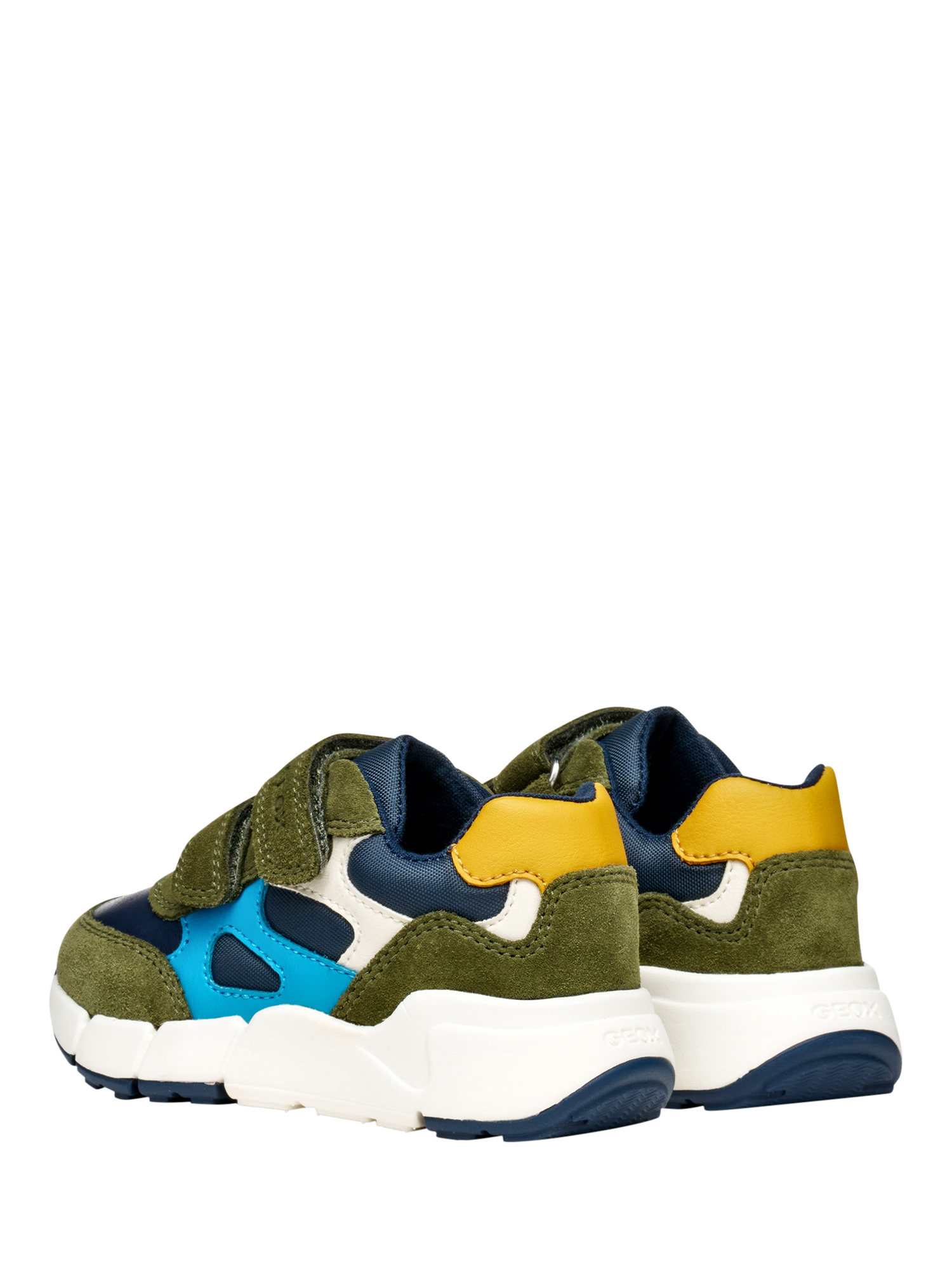 Product image 4 of 10, which shows Geox Kids' Flexyper Mini Suede Trainers, Dark Green/Navy, EU20
