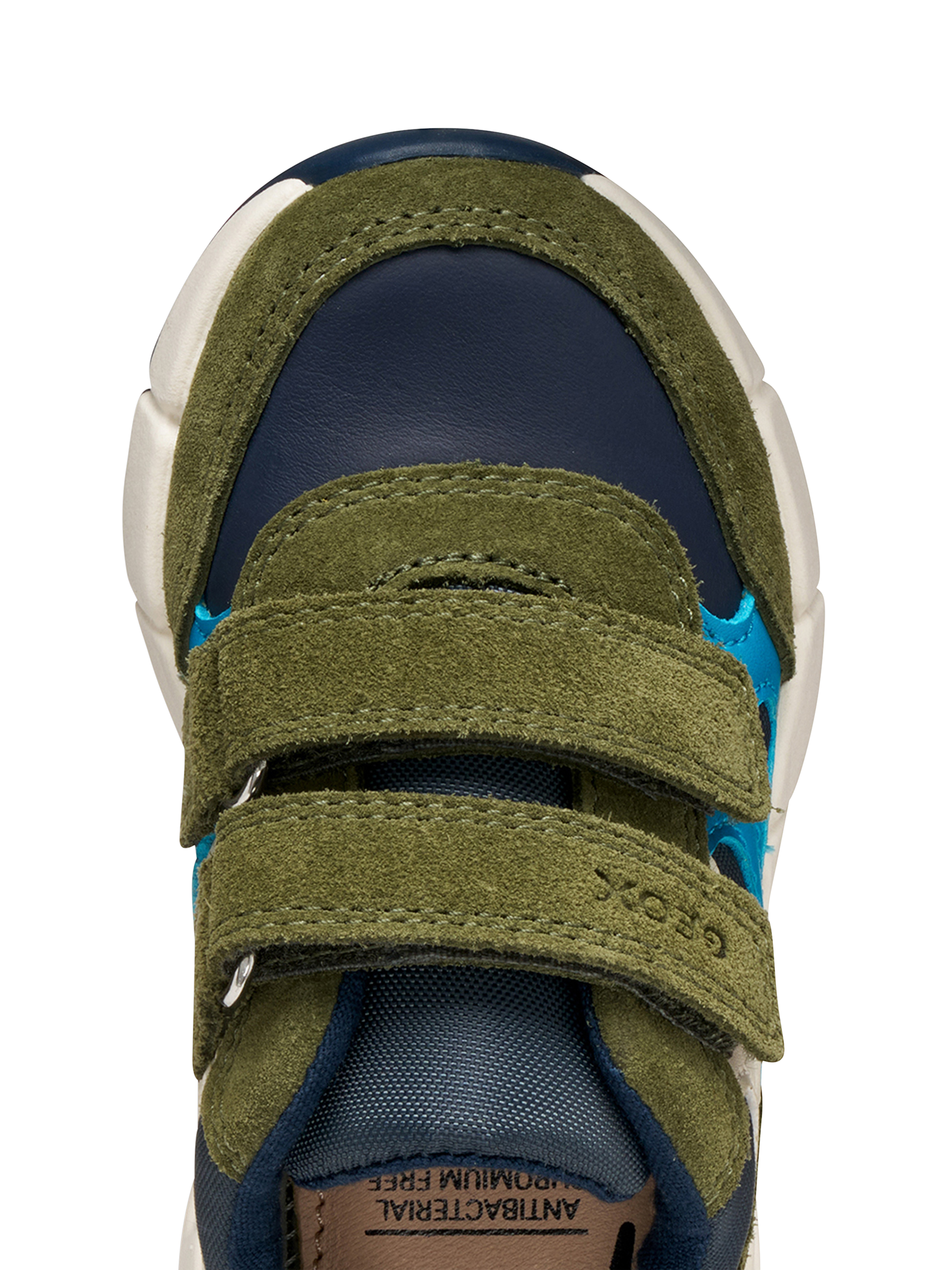Product image 10 of 10, which shows Geox Kids' Flexyper Mini Suede Trainers, Dark Green/Navy, EU20