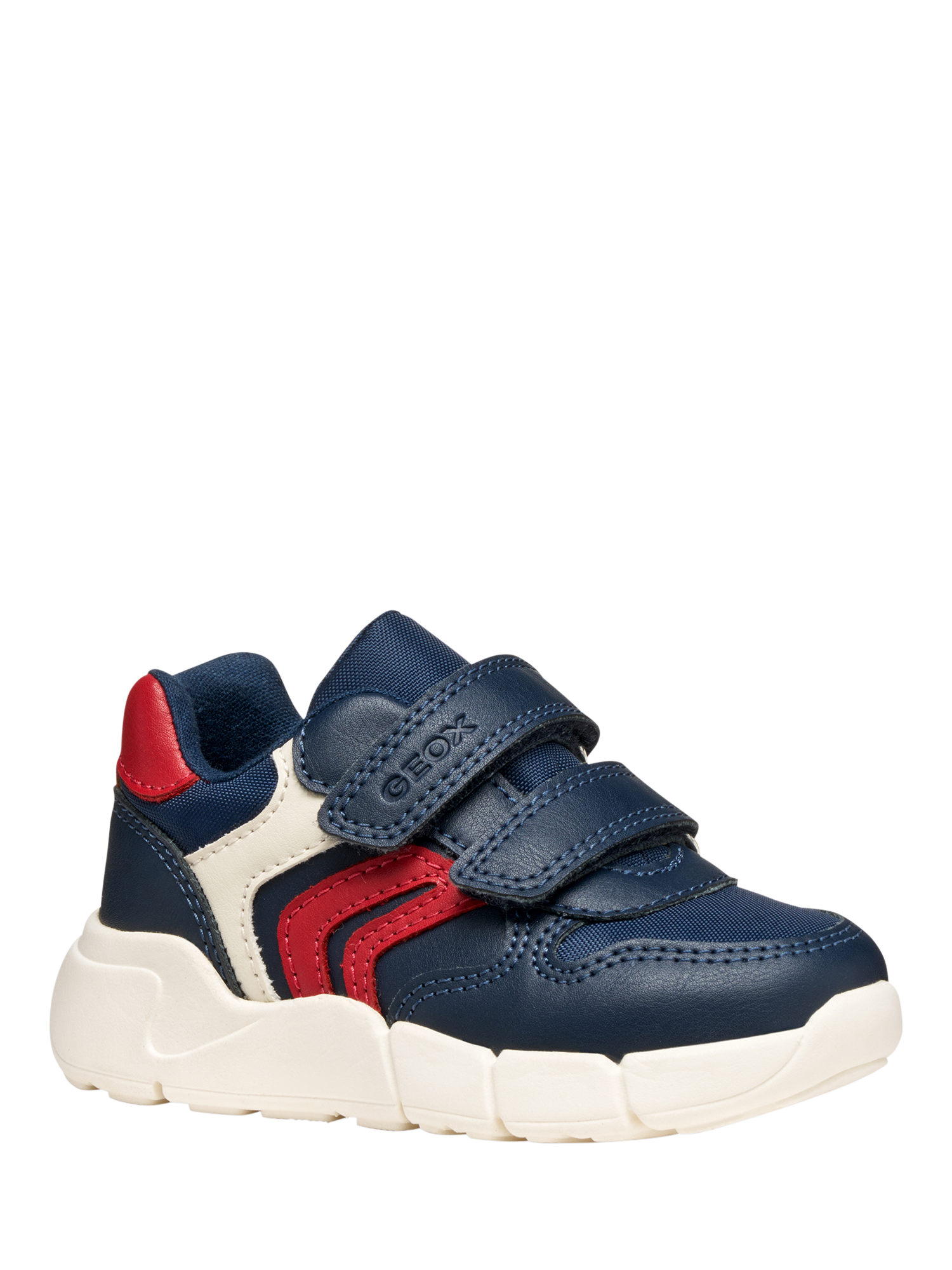Product image 5 of 10, which shows Geox Kids' Flexyper Mini Trainers, Navy/Red, EU20