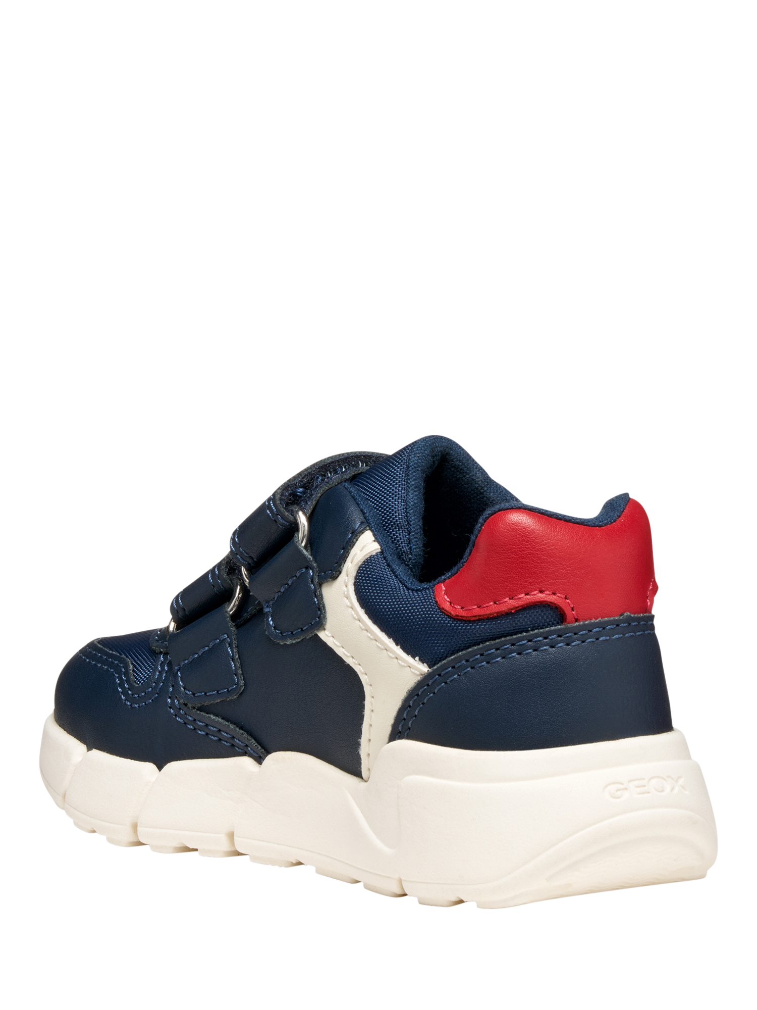 Product image 6 of 10, which shows Geox Kids' Flexyper Mini Trainers, Navy/Red, EU20