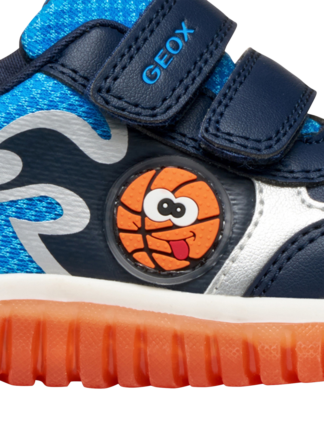 Product image 11 of 11, which shows Geox Baby Lightyloo Light Up Trainers, Navy/Orange, EU20