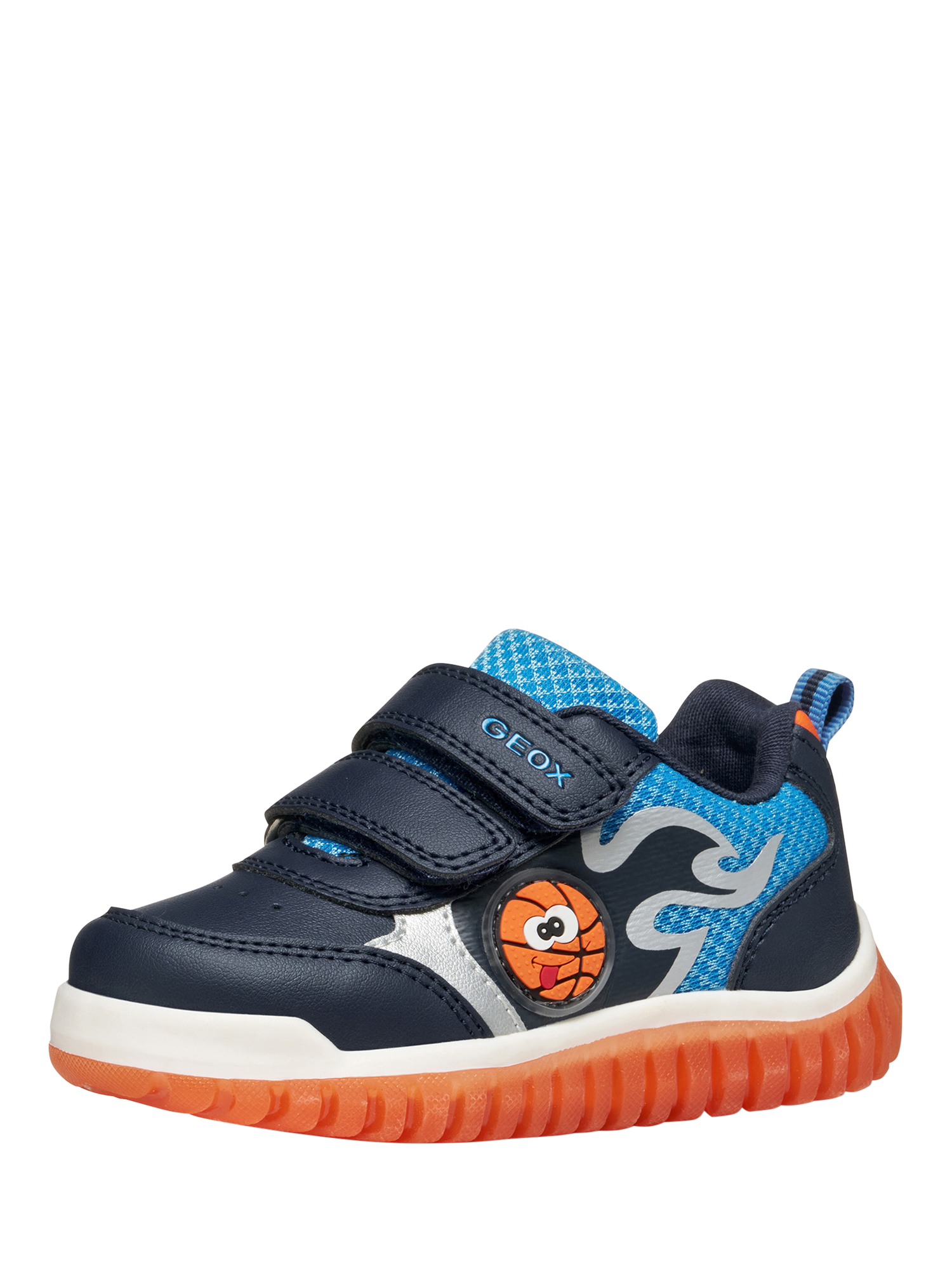 Product image 2 of 11, which shows Geox Baby Lightyloo Light Up Trainers, Navy/Orange, EU20