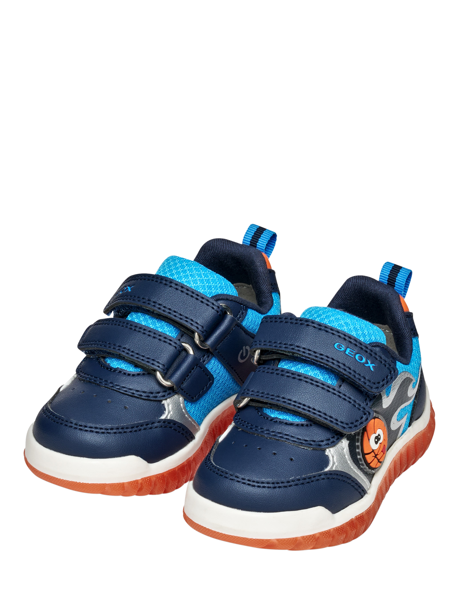 Product image 3 of 11, which shows Geox Baby Lightyloo Light Up Trainers, Navy/Orange, EU20