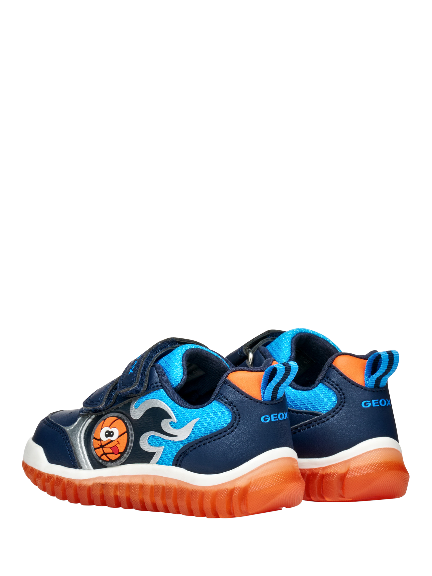 Product image 4 of 11, which shows Geox Baby Lightyloo Light Up Trainers, Navy/Orange, EU20