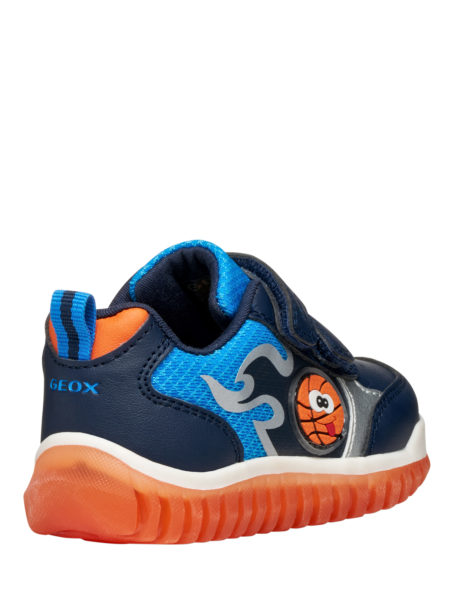 Product image 7 of 11, which shows Geox Baby Lightyloo Light Up Trainers, Navy/Orange, EU20