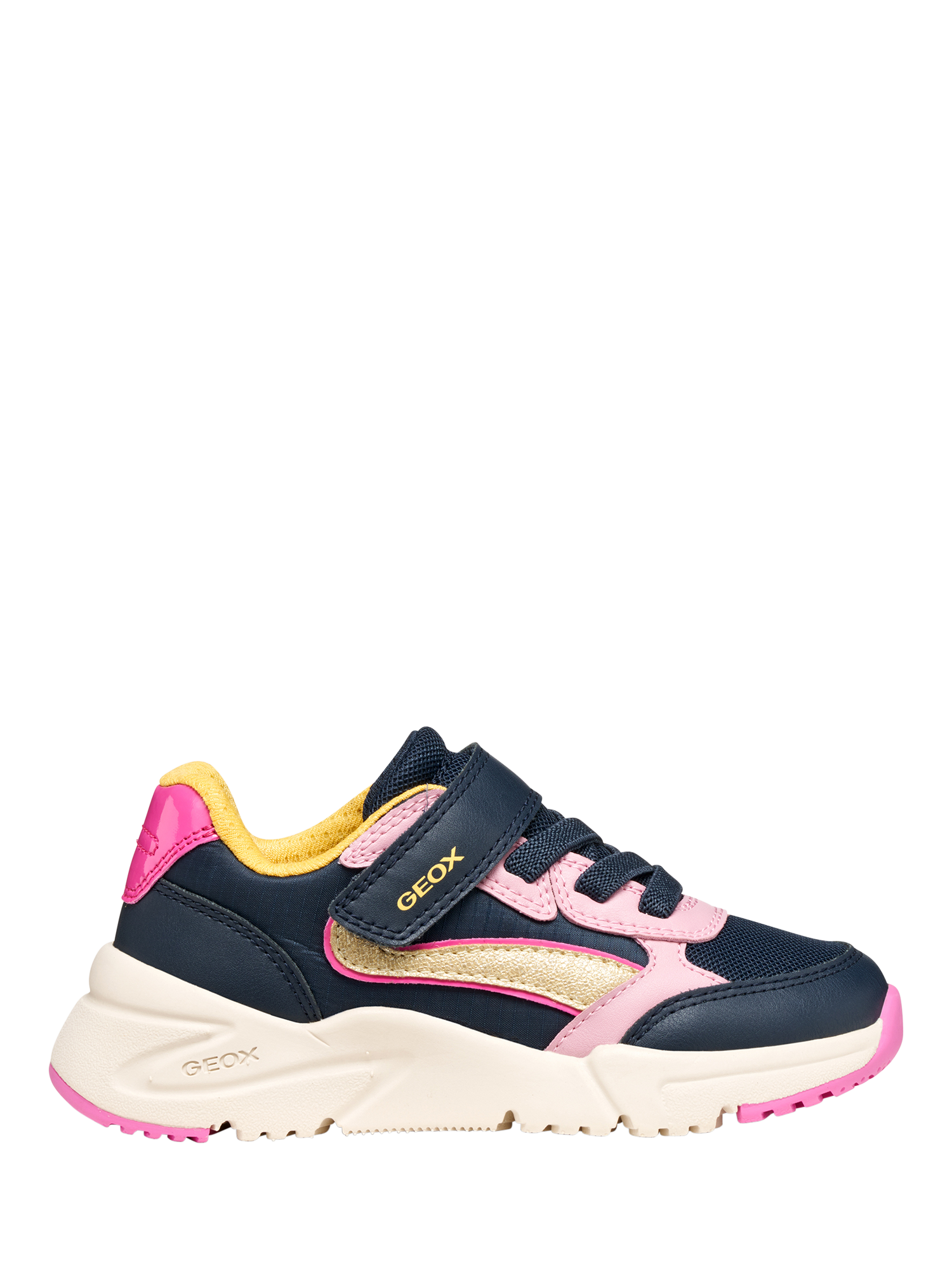Product image 1 of 6, which shows Geox Kids' Loftus Trainers, Navy/Light Rose, EU24
