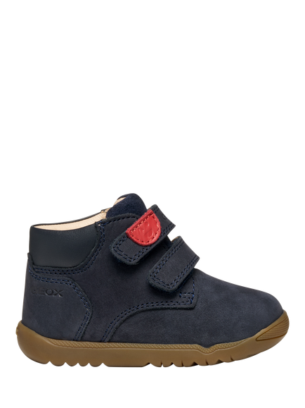 Geox Kids' Macchia Leather Slip On Shoes, Navy, Navy