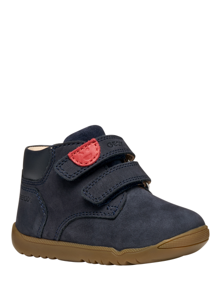 Geox Kids' Macchia Leather Slip On Shoes, Navy - view 2, Navy