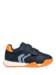 Geox Kids' RANN-E Adhesive Trainers, Navy/Orange