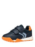 Geox Kids' RANN-E Adhesive Trainers, Navy/Orange