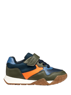 Geox Kids' RANN-E Adhesive Trainers, Military/Orange, Military/Orange