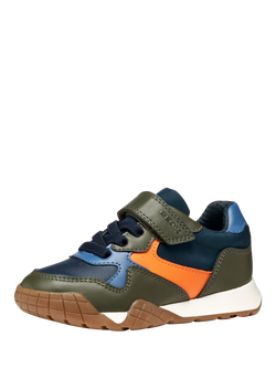 Geox Kids' RANN-E Adhesive Trainers, Military/Orange - view 2, Military/Orange