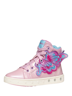 Geox Kids' Skylin Trainers, Pink/Fuchsia - view 2, Pink/Fuchsia