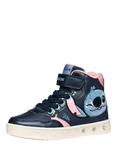 Geox Kids' Disney Skylin Stitch Light Up Trainers, Navy/Pink
