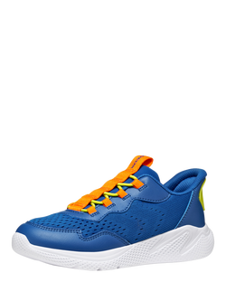 Geox Kids' Sprintye Fast In Mesh Trainers, Royal/Orange - view 2, Royal/Orange