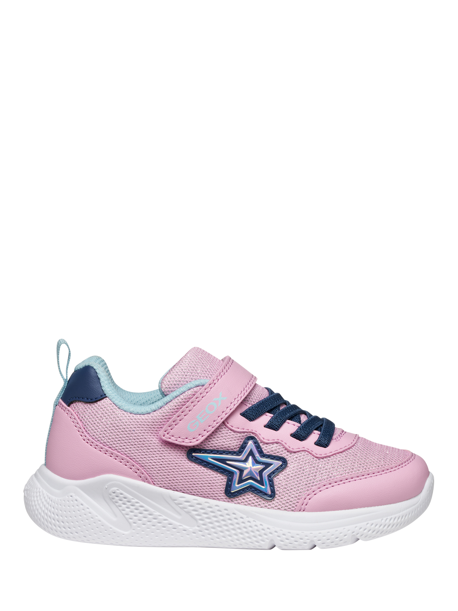 Product image 1 of 9, which shows Geox Kids' Sprintye Low Cut Trainers, Pink/Multi, EU33