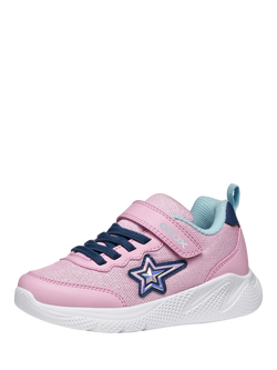 Geox Kids' Sprintye Low Cut Trainers, Pink/Multi - view 2, Pink/Multi