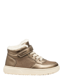 Geox Kids' Theleven ABX Metallic Suede Lace Up Trainers, Smoke Grey, Smoke Grey