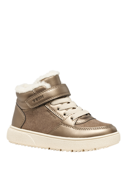 Geox Kids' Theleven ABX Metallic Suede Lace Up Trainers, Smoke Grey - view 2, Smoke Grey