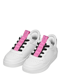 Geox Kids' Sprintye Fast Slip On Trainers - view 2, White/Fuchsia